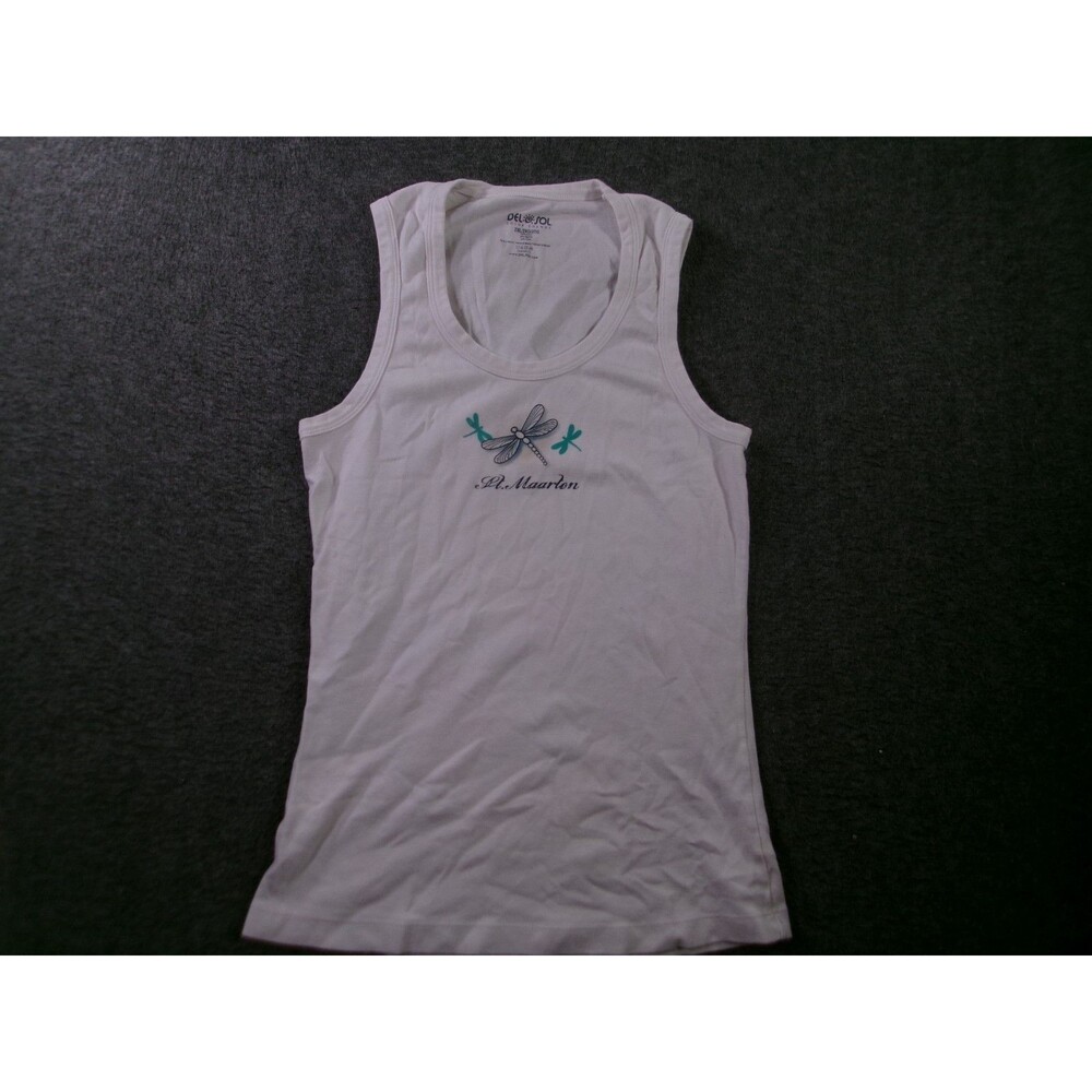 St Maarten Tank Top Womens XXL White Causal Beachy Vacation Trip Del Sol